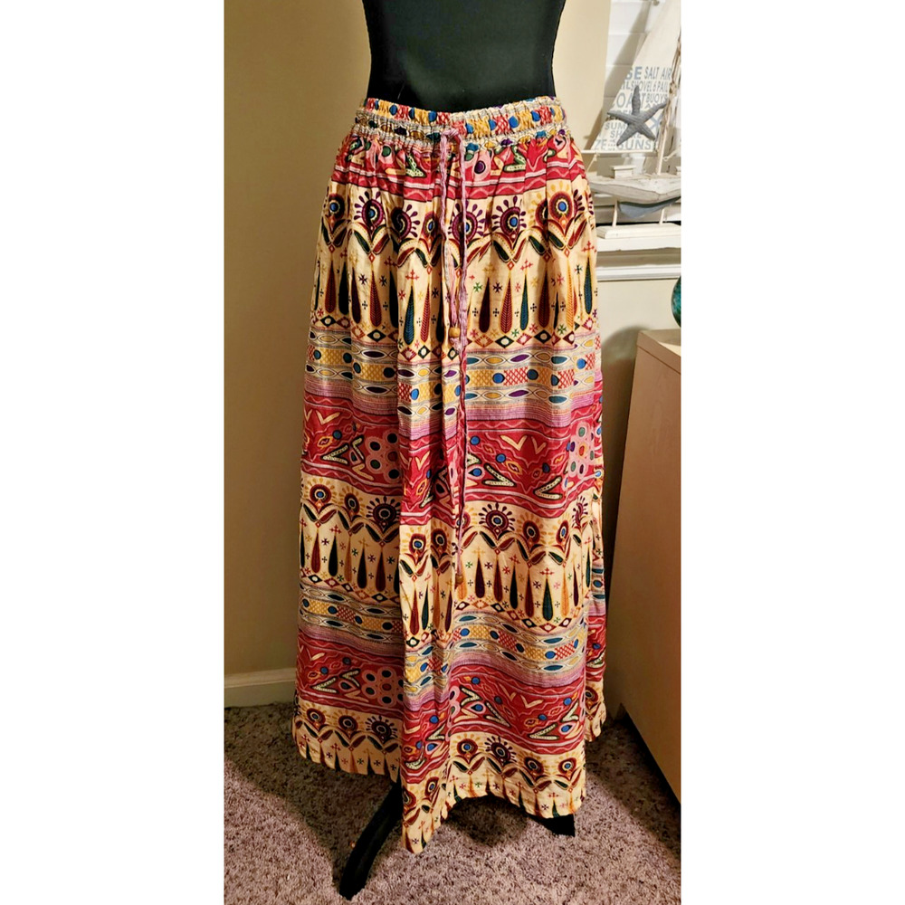 Gypsie Blu XL Southwestern Boho Skirt Maxi Skirt Beaded Festival vibes NWT